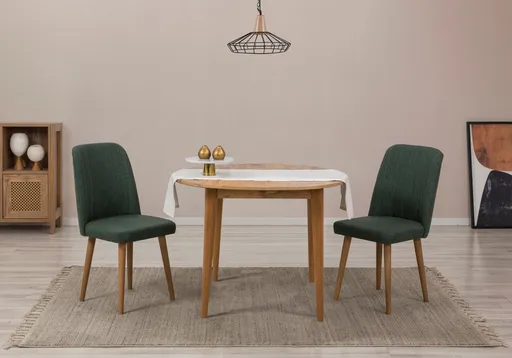 Jídelní set s rozkládacím stolem a židlemi (3 kusy) Vina 1070 - Atlantic Pine, Green