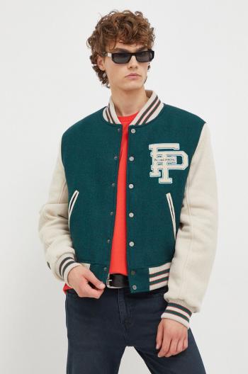 Vlnená bunda bomber Filling Pieces Varsity Jacket zelená farba, prechodná, oversize, 78616982011