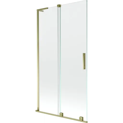 MEXEN/S Velar L dvoukřídlá posuvná vanová zástěna 100 x 150, transparent, zlatá 896-100-003-01-50