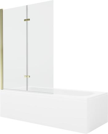 MEXEN/S Vega obdélníková vana 180 x 80 cm s panelem + vanová zástěna 120 cm, transparent, zlatá 550118080X9212025000