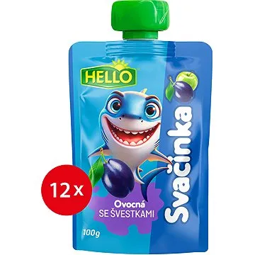 HELLO ovocná kapsička se švestkami 12× 100 g (8590014639553)