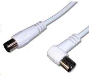 PREMIUMCORD TV kabel anténní propojovací 10m, konektor 90° (koaxiální, M/F, 75 Ohm)