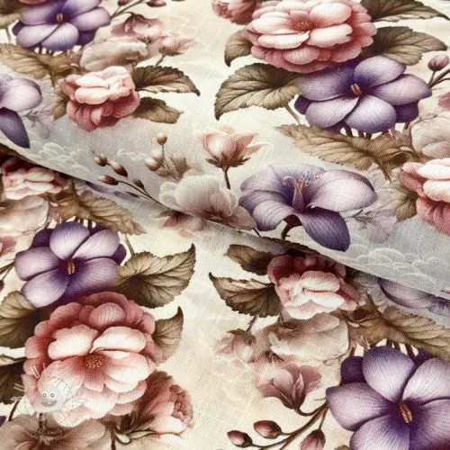 Viskóza se lnem Casia design C digital print