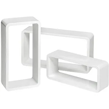 3 Nástěnné police- obdélníky Leonie, bílá (403185)