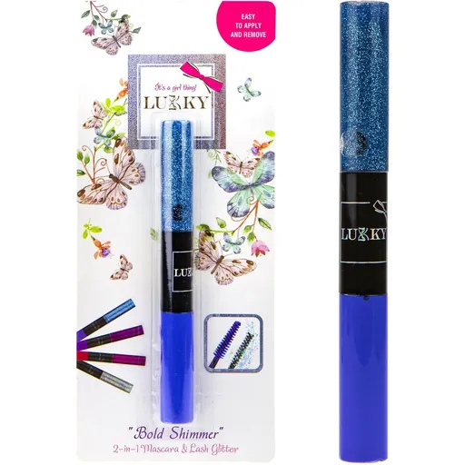 LUKKY 2 v 1 řasenka a třpytky na řasy modrá