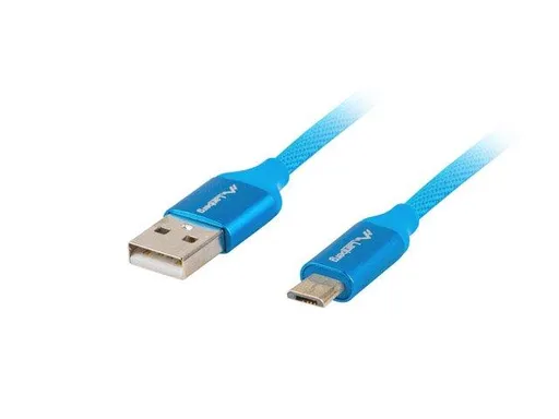 LANBERG USB MICRO (M) na USB-A (M) 2.0 kabel 1,8m, modrý, rychlé nabíjení 3.0