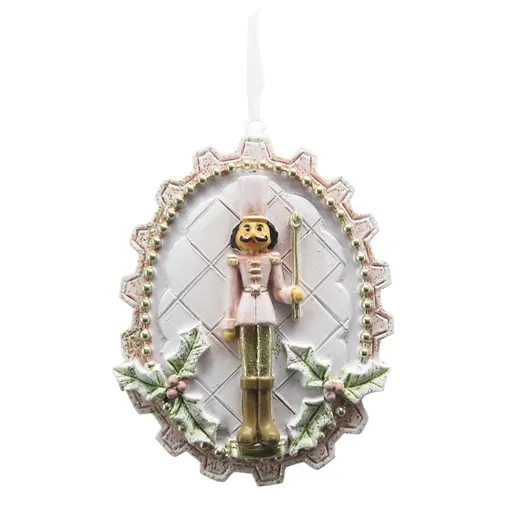 Bílá vánoční závěsná ozdoba Louskáček - 6*1*8 cm Clayre & Eef