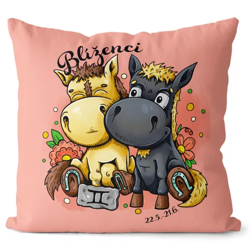Polštář Koňská znamení – Blíženci (Velikost: 55 x 55 cm)