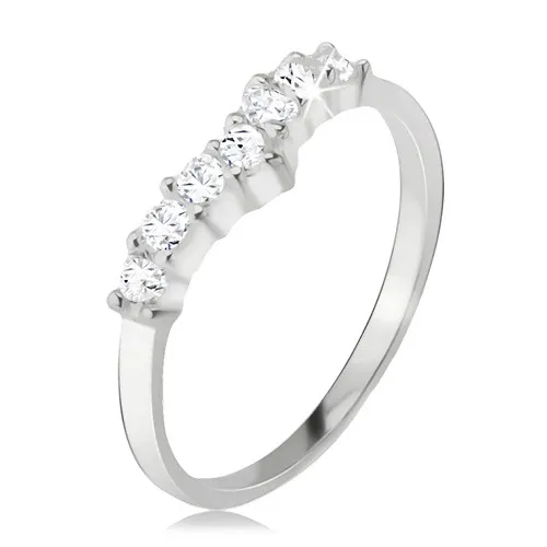 Prsten stříbro 925, čirá zirkonová špice, hladká ramena - Velikost: 59