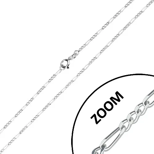 Stříbrný 925 řetízek - motiv Figaro, očka s lesklými seříznutými hranami, 1,5 mm