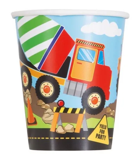 Papírové párty kelímky Stavba 270ml, 8ks - UNIQUE