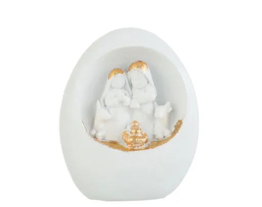 Bílá vánoční dekorace Betlém - 10*7*12 cm J-Line by Jolipa