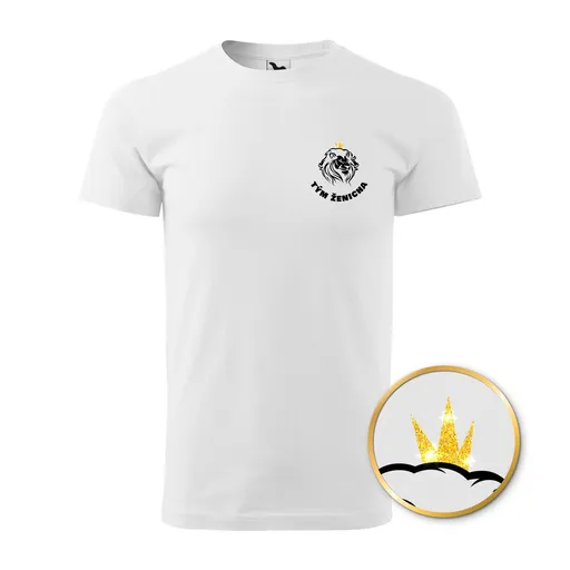 Bontis Tričko Tým ženicha LEV SE ZLATOU KORUNOU - Bílá | L