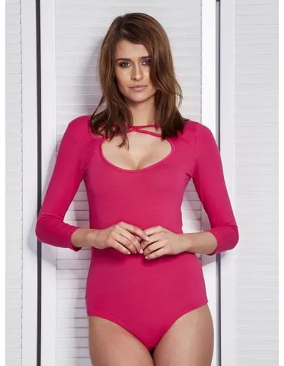 Dámské body s ozdobným výstřihem DECO tmavě růžové