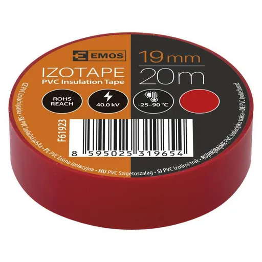 EMOS Izolační páska PVC 19mm / 20m červená 10ks 2001192030