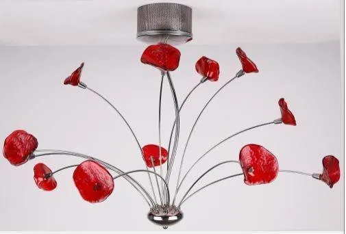 Stropní svítidlo chrom/červené 12xG4 Rio