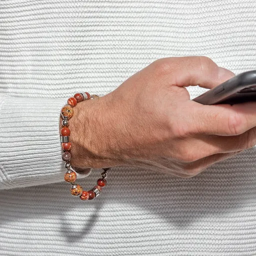 Lampglas Pánský náramek Earth Elements 24karátovým zlatem v perlách Lampglas BFM13 25,5 cm