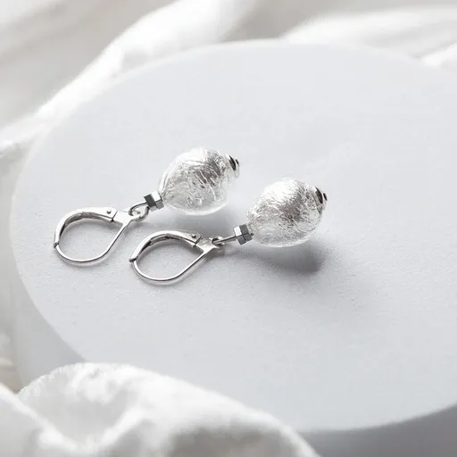 Lampglas Náušnice Moon Nude s ryzím stříbrem ENM4/AG/RHO