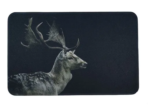 Černá podlahová rohožka s daňkem Deer - 75*50*1cm RARMZDH