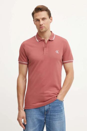 Polo tričko Calvin Klein Jeans vínová barva, J30J315603