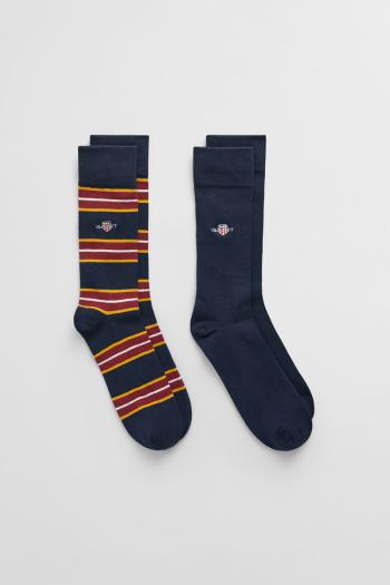 PONOŽKY GANT SHIELD STRIPE AND RIB SOCKS 2-PACK EVENING BLUE