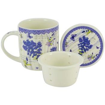 HOME ELEMENTS Porcelánový hrnek 390 ml se sítkem a víčkem - nová levandule (8595556437001)