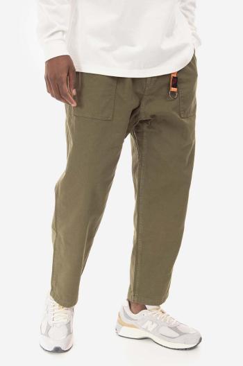 Bavlněné kalhoty Gramicci Loose Tapered Pant zelená barva, široké, medium waist