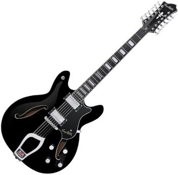 Hagstrom Viking Deluxe 12 Gloss Black Semiakustická kytara