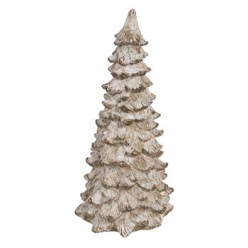 Béžová dekorace vánoční stromek Christmas Tree - Ø 9*18 cm 6PR4289