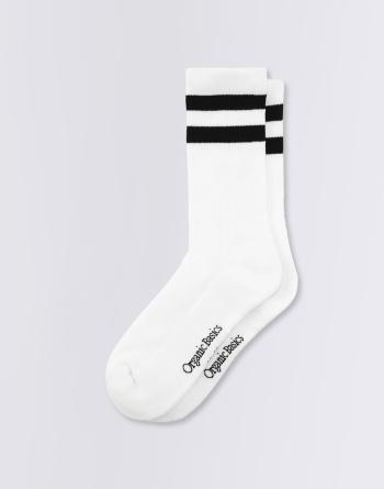 Organic Basics Core Stripe Crew Socks 2-pack White / Black 43-46