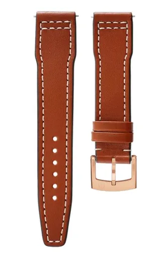 Kožený řemínek Biatec Marine | Hnědý - 20 mm - Zlatá