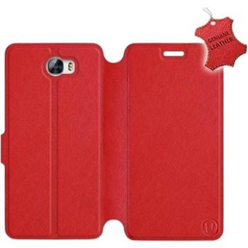 Flip pouzdro na mobil Huawei Y6 II Compact - Červené - kožené -   Red Leather (5903226500017)