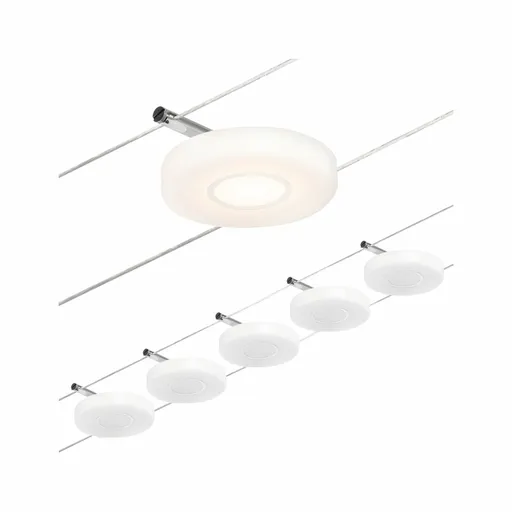 PAULMANN LED lankový systém DiscLED základní sada 5x4,5W 3000K 230/12V matný chrom/chrom