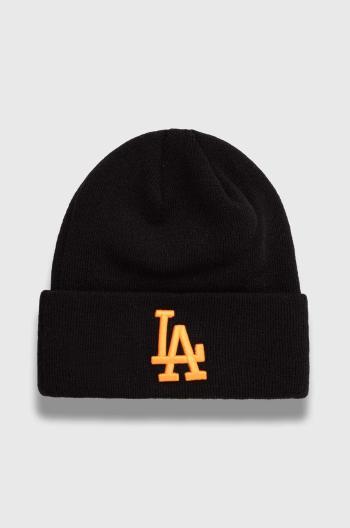 Čepice New Era černá barva, z husté pleteniny, LOS ANGELES DODGERS