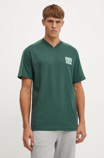 Bavlněné tričko adidas Originals zelená barva, s aplikací, IW3240