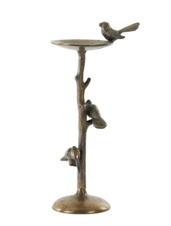 Bronzový antik kovový svícen s ptáčky Bird antique - 17*11*34 cm 6054418