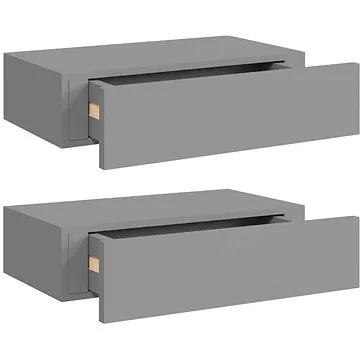 Shumee Nástěnné se zásuvkami 2 ks šedé 40×23,5×10 cm MDF, 330246 (330246)