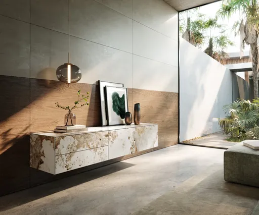 TV stolek Cuor 180 cm keramika Minas Melange bílá béžová 1