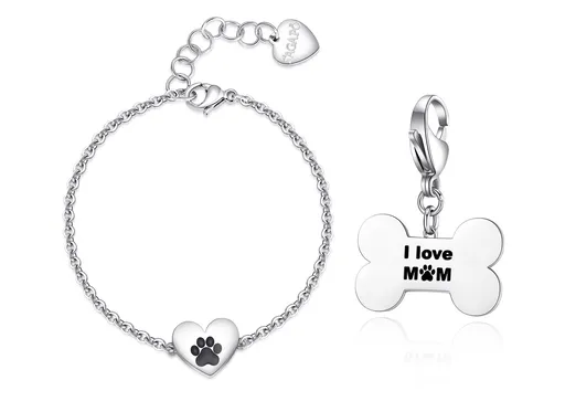 S'Agapõ Srdíčkový náramek s přívěskem Me + You SEY16