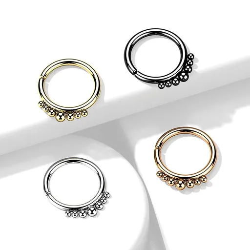 Piercing do nosu z chirurgické oceli - lomený kruh, kulatý, 1,2 mm - Barva: Černá