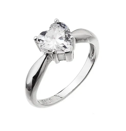Evolution Group - Pavona Něžný stříbrný prsten se zirkonem Srdce 15015.1 crystal 56 mm