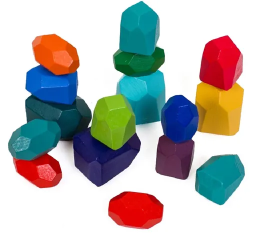 TULIMI Dřevěná barevná věz, Kameny - 16ks