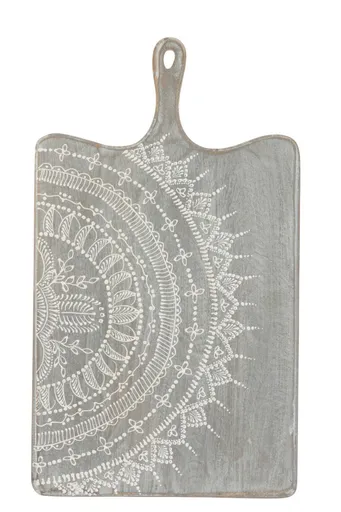 Šedé servírovací prkénko s malovaným ornamentem - 35*1,5*60 cm 1744