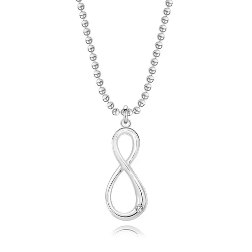Stříbrný náhrdelník 925 - diamant, armádní řetízek, symbol Infinity