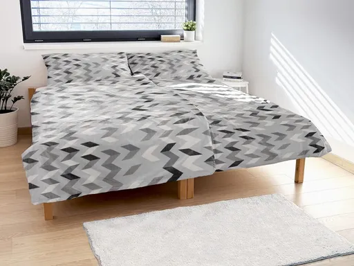 Polášek Krepové povlečení Šipky - Šedá | 140 x 200 cm / 70 x 90 cm