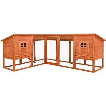 Shumee Venkovní králíkárna s výběhem masivní jedle 250 × 192 × 105 cm hnědá (8719883737959)