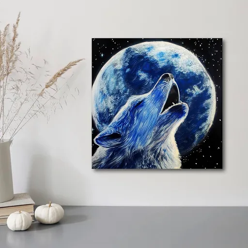 Diamantové malování Vlk ve svitu měsíce