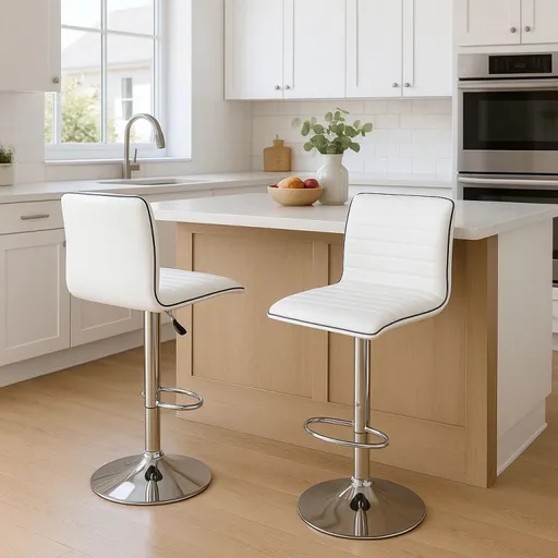 Barové židle sada 2 ks bílé s nastavitelnou výškou