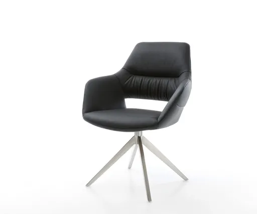 Jídelní židle Yago-Flex s područkami pravá kůže černá křížová