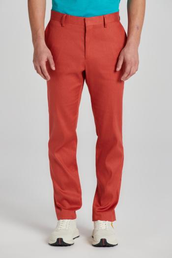 KALHOTY GANT SLIM COT/LINEN SUIT PANTS IRON RED